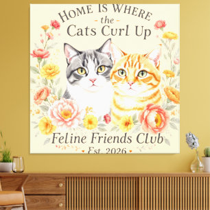 Cute Grey and Orange Tabby Cat Lovers Design  Canvas Print