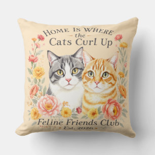 Cute Grey and Orange Tabby Cat Lovers Design Throw Pillow