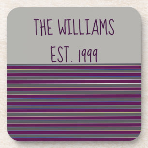 Cute Grey and Purple Stripes Coaster