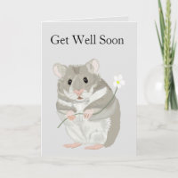Cute Grey and White Hamster Editable Get Well Soon