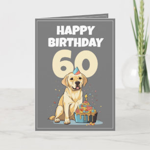 Cute Grey and White Lab Husband 60th Birthday Card