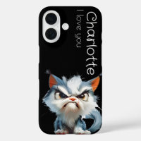 Cute grey angry cartoon cats name 