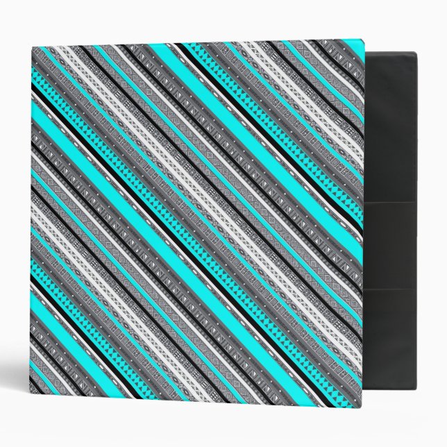 Cute grey aqua aztec patterns binder (Front/Inside)
