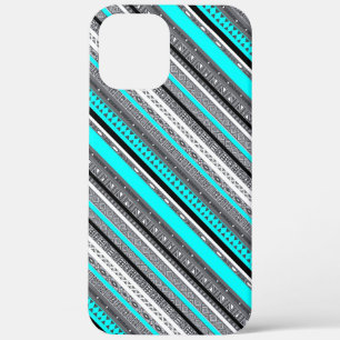 Cute grey aqua aztec patterns iPhone 12 pro max case