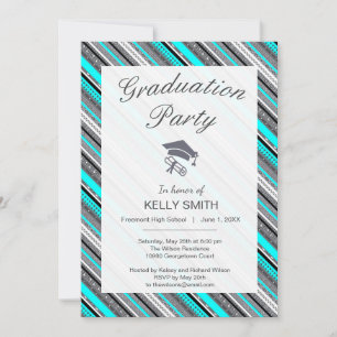 Cute grey aqua aztec patterns invitation