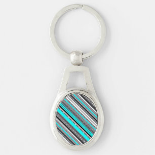 Cute grey aqua aztec patterns keychain