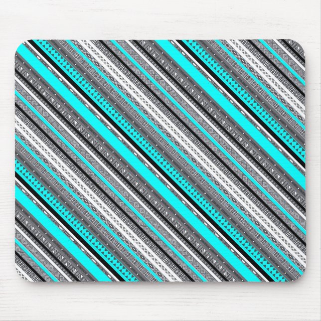 Cute grey aqua aztec patterns mouse pad (Front)