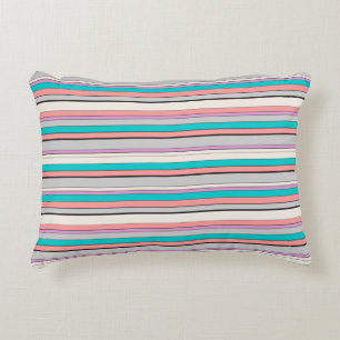 Cute grey aqua stripes accent pillow