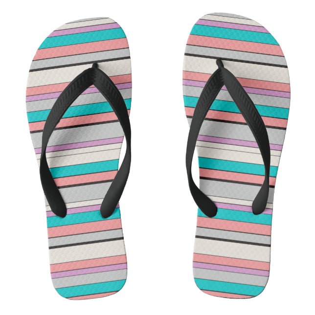 Cute grey aqua stripes flip flops (Footbed)