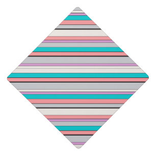 Cute grey aqua stripes graduation cap topper