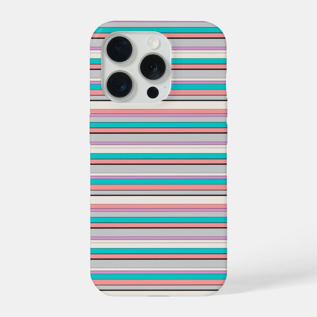Cute grey aqua stripes iPhone case (Back)