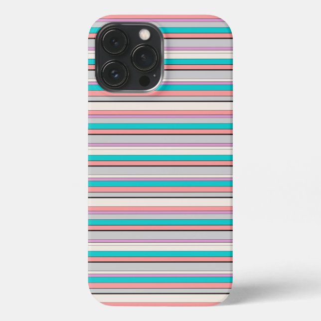 Cute grey aqua stripes iPhone case (Back)