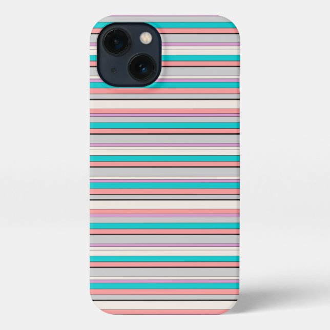 Cute grey aqua stripes iPhone case (Back)