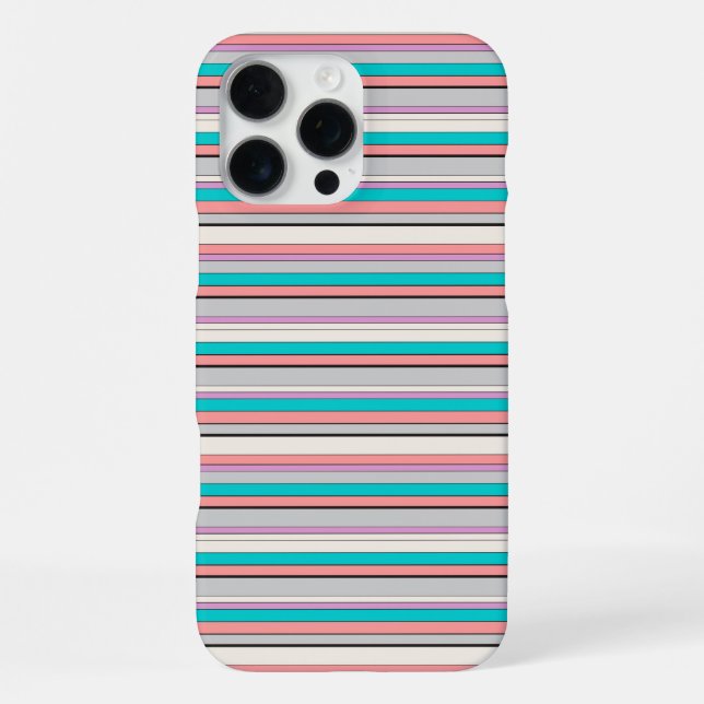 Cute grey aqua stripes iPhone case (Back)