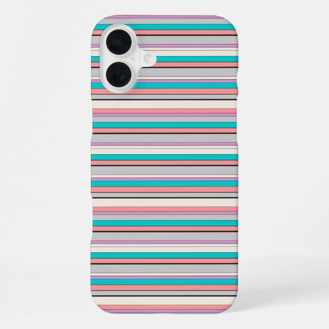 Cute grey aqua stripes iPhone case (Back)