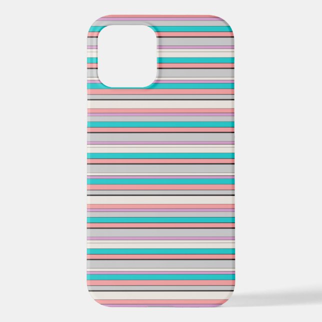 Cute grey aqua stripes iPhone case (Back)