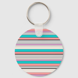 Cute grey aqua stripes keychain