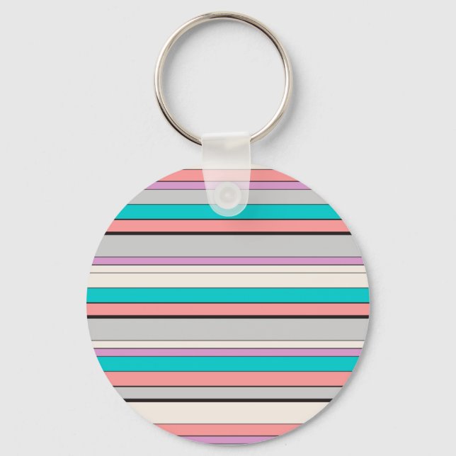 Cute grey aqua stripes keychain (Front)