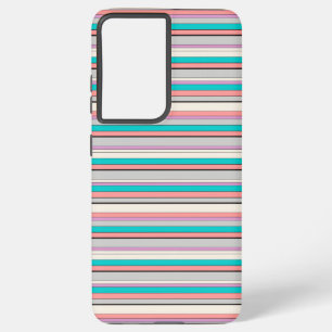 Cute grey aqua stripes samsung galaxy case