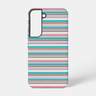 Cute grey aqua stripes samsung galaxy case