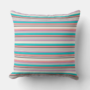 Cute grey aqua stripes throw pillow