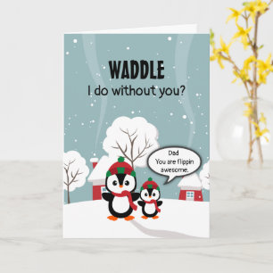 Cute Grey Baby Penguin In Winter Snow Card