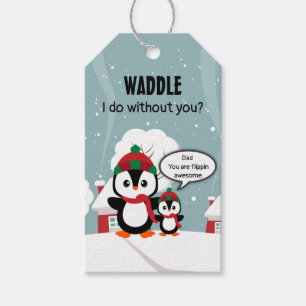 Cute Grey Baby Penguin In Winter Snow Gift Tags