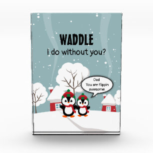 Cute Grey Baby Penguin In Winter Snow Photo Block