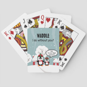 Cute Grey Baby Penguin In Winter Snow Playing Cards