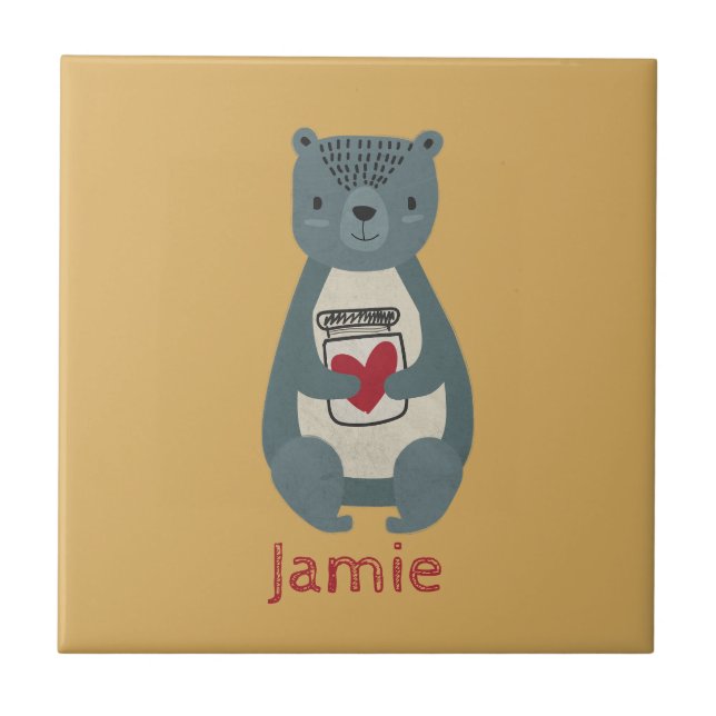 Cute Grey Bear Tile (Front)