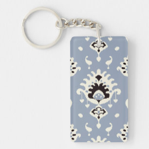 Cute grey beige ikat tribal patterns keychain