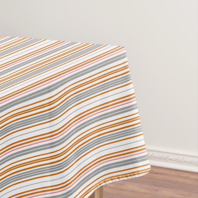 Cute grey brown stripes tablecloth (In Situ)