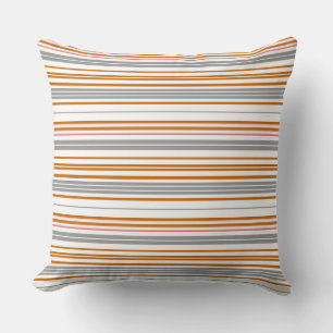 Cute grey brown stripes throw pillow