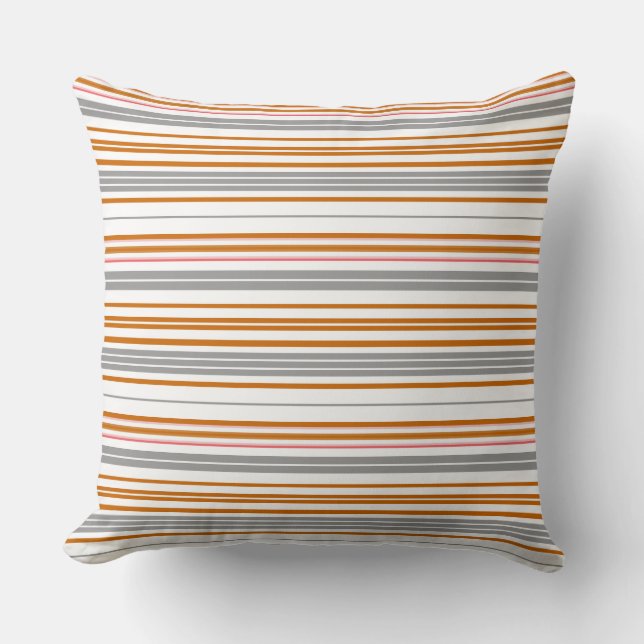 Cute grey brown stripes throw pillow (Front)