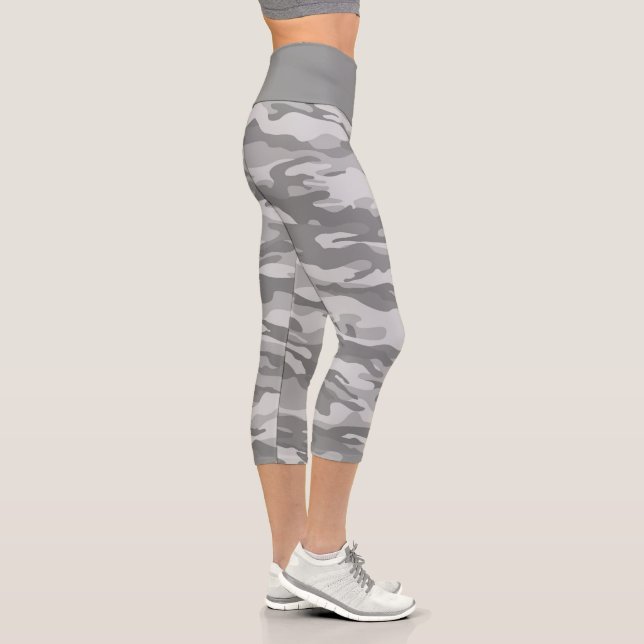 Cute Grey Camouflage Camo Capri Leggings (Right)