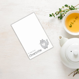 Cute grey cartoon cat name post-it notes