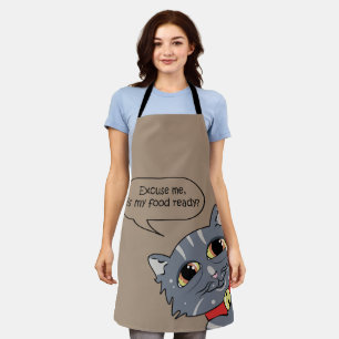 Cute Grey Cat Apron