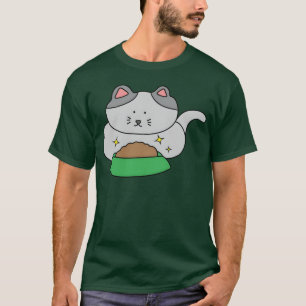 Cute Grey Cat Eating Cat Food friend T-Shirt