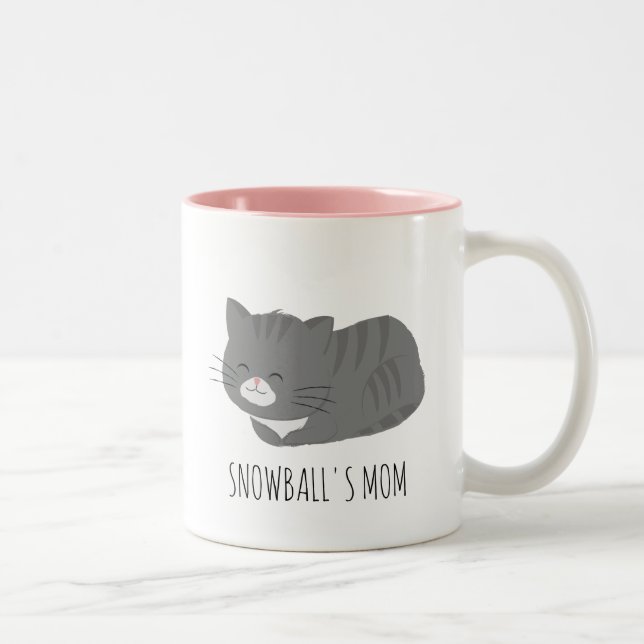 Cute Grey Cat Personalized Mug (Right)