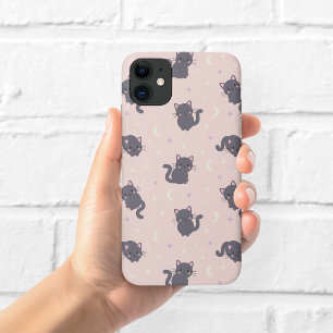 Cute Grey Cat Pink Phone Case