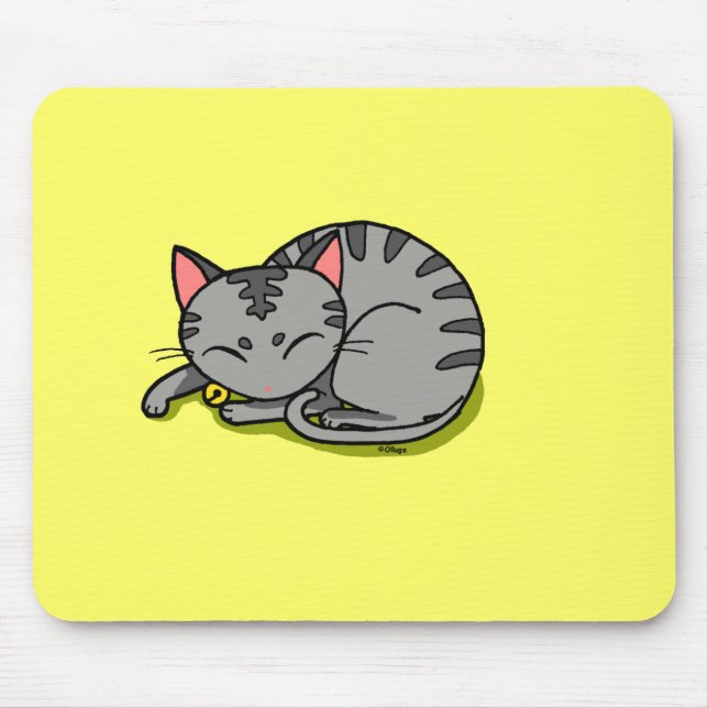 Cute grey cat sleeping mouse pad (Front)