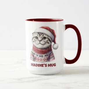 Cute Grey Cat Tabby Kitten with Name Mug