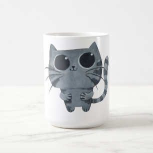 Cute Grey Cat with big black eyes Coffee Mug