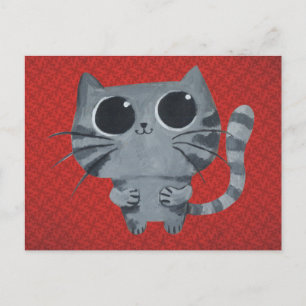Cute Grey Cat with big black eyes Postcard