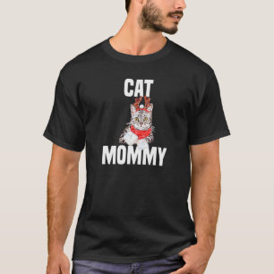 Cute grey cat with reindeer costume cat mommy T-Shirt