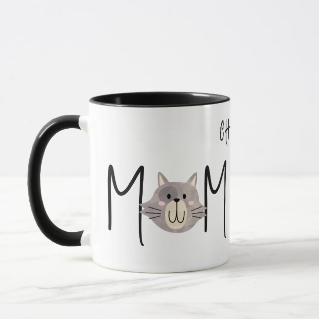 Cute Grey Cat's Mother Named Black Mothers Day  Mug (Left)