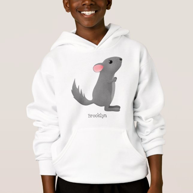 Cute grey chinchilla cartoon illustration  (Front)