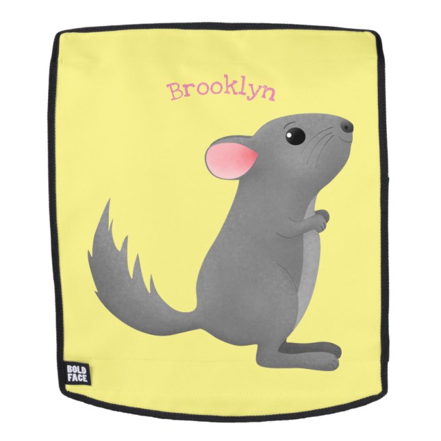 Cute grey chinchilla cartoon illustration  backpack (Removable Face)