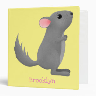 Cute grey chinchilla cartoon illustration  binder