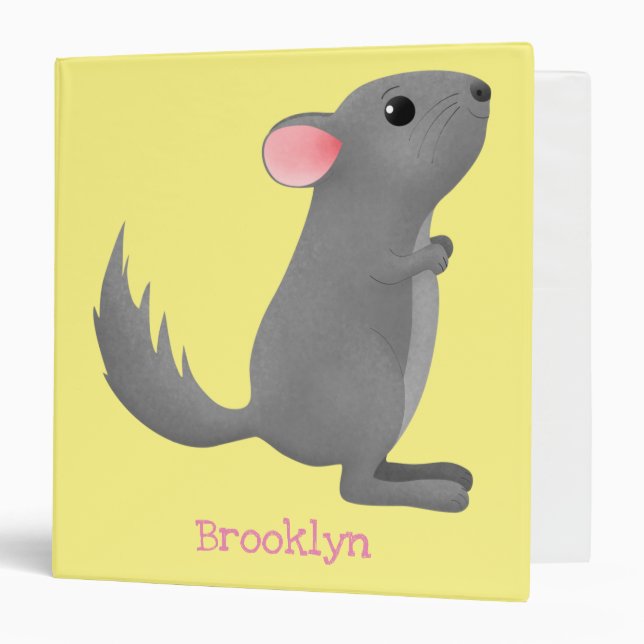 Cute grey chinchilla cartoon illustration  binder (Front/Inside)